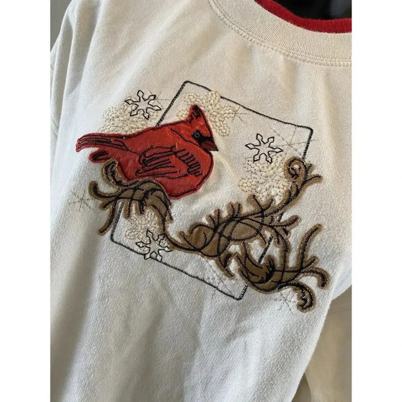 Vintage Top Stitch Sweater Size Large Womens Snow Red Cardinal M&C Sportswear - Picture 2 of 7